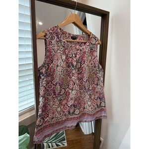 Talbots Women's Sleeveless Paisley Print Blouse Top Multicolor Large